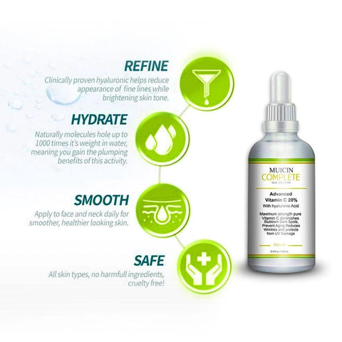 MUICIN - Vitamin C + Hyaluronic Acid Complete Skin Solution Serum - Hydrated Brightness