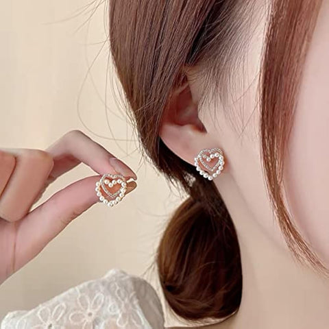 Good Quality Beautiful Earrings Double Heart Shape