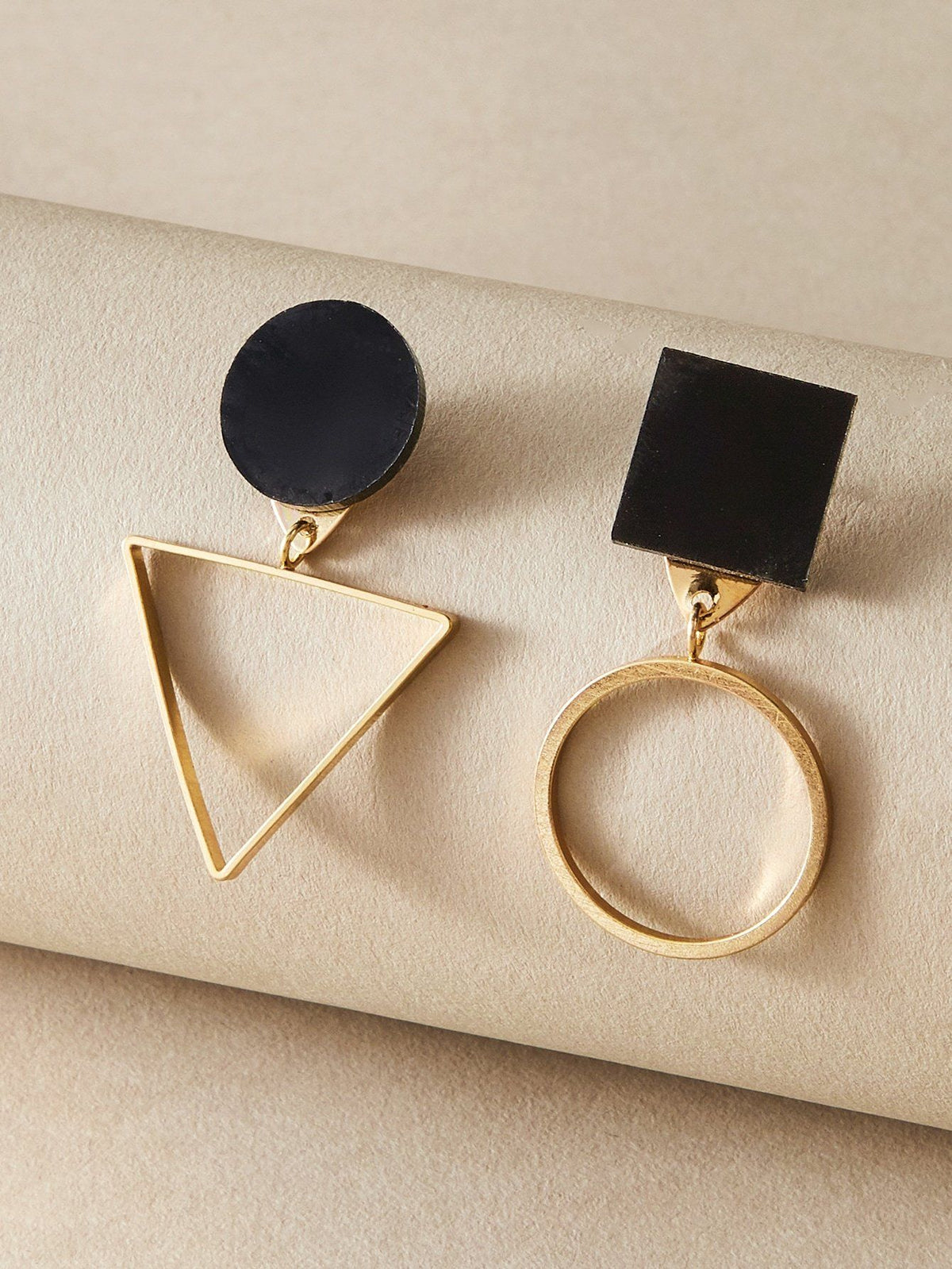 Shein- 1pair Geometric Charm Mismatched Drop Earrings