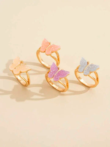 Shein - Butterfly Ring - 4 Pcs