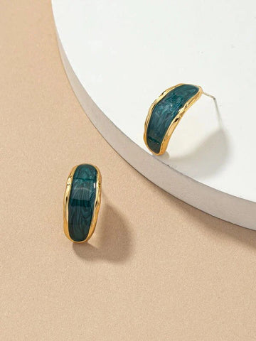 Shein - Two-Tone Coil Hoop Earrings