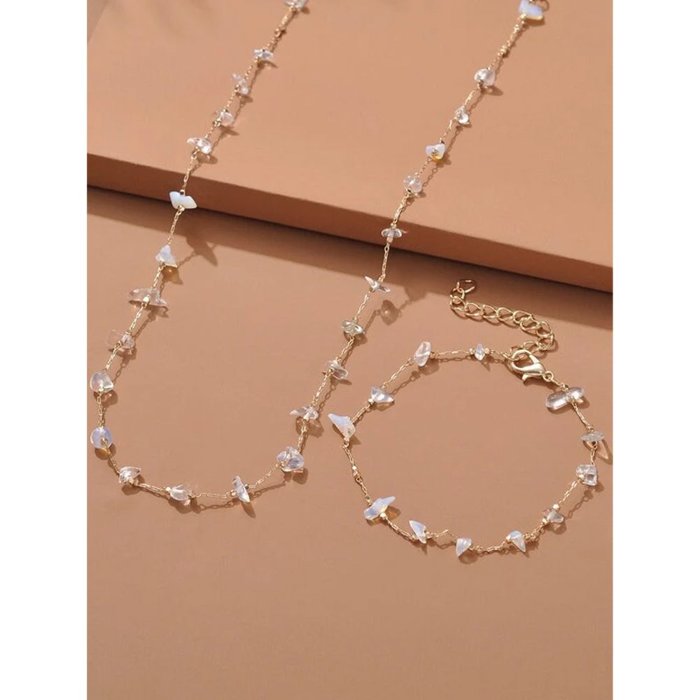 Shein - 2Pcs Crystal Jewelry Set