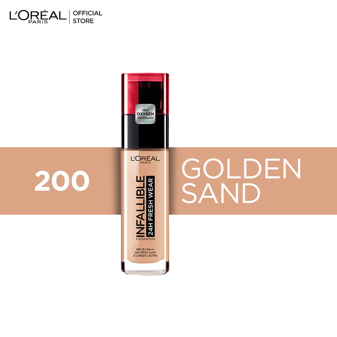 LOreal Paris- Infallible 24H Fresh Wear Liquid Foundation - 30 ML, 200 Golden Sand