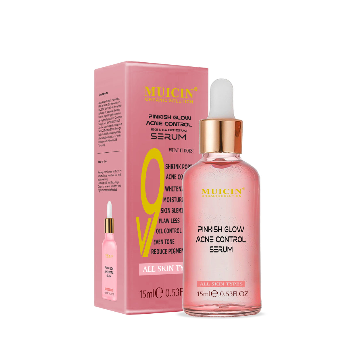 MUICIN - V9 Pinkish Glow Anti Acne Face Serum - Blemish-Free Radiance