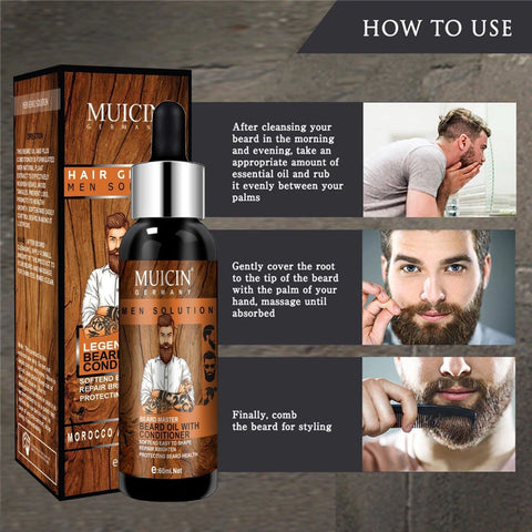 MUICIN - Hair Growth & Conditioning Beard Oil - Fuller & Softer Beard