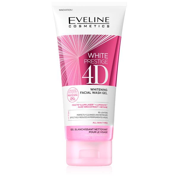 Eveline 4D Whitening Facial Wash Gel – Wash Away Dullness 200ML