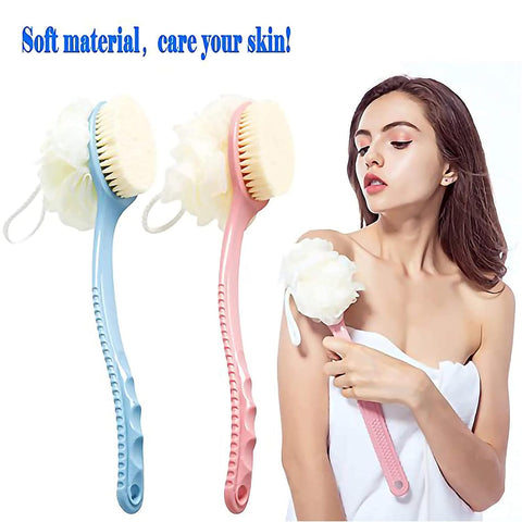 Home.Co- 2in1 Long Handle Bath Brush & Sponge