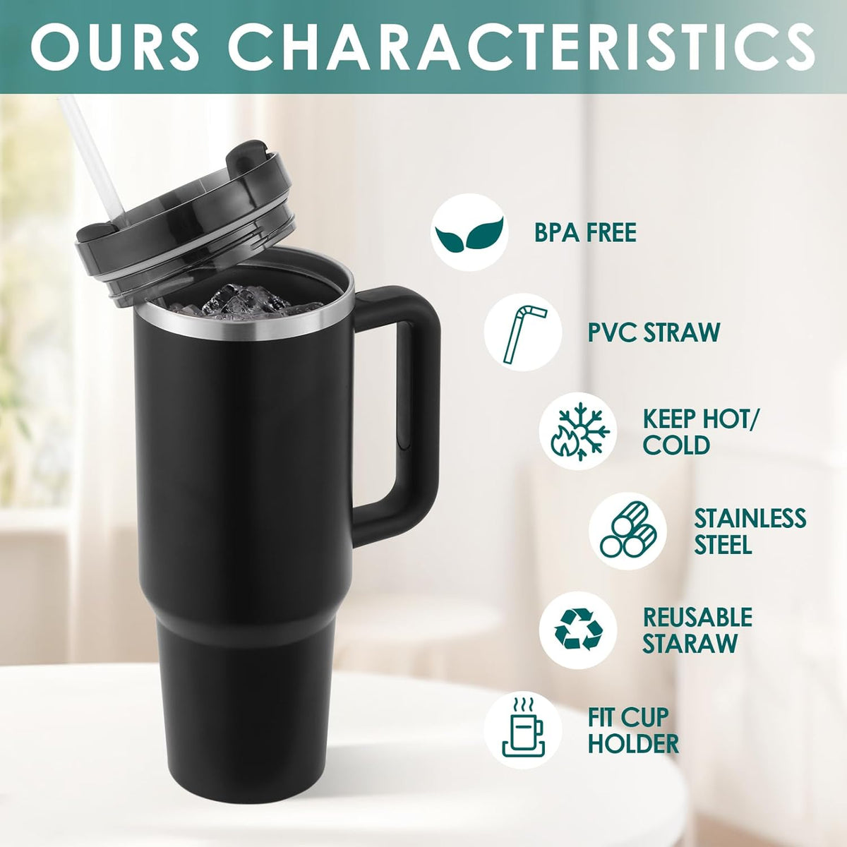 Home.Co - 1Pc Stainless Steel Tumbler 40oz - Black
