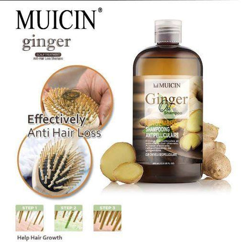 MUICIN - Ginger Oil Shampoo Gingembre For Anti-Hair Fall & Dandruff Control - Dual Action Scalp Care