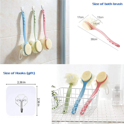 Home.Co- 2in1 Long Handle Bath Brush & Sponge