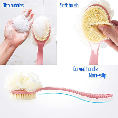 Home.Co- 2in1 Long Handle Bath Brush & Sponge