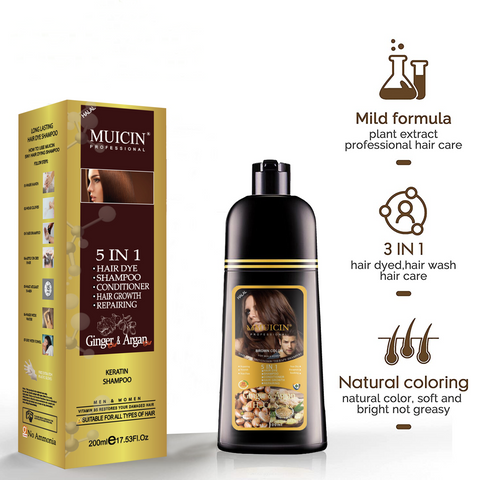 MUICIN - 5 In 1 Hair Color Shampoo With Ginger & Argan Oil - Color Refresh & Repair