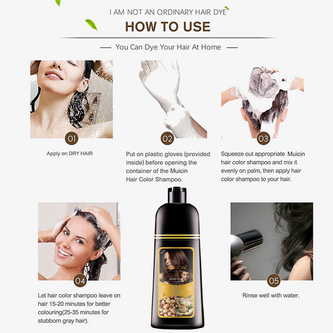 MUICIN - 5 In 1 Hair Color Shampoo With Ginger & Argan Oil - Color Refresh & Repair