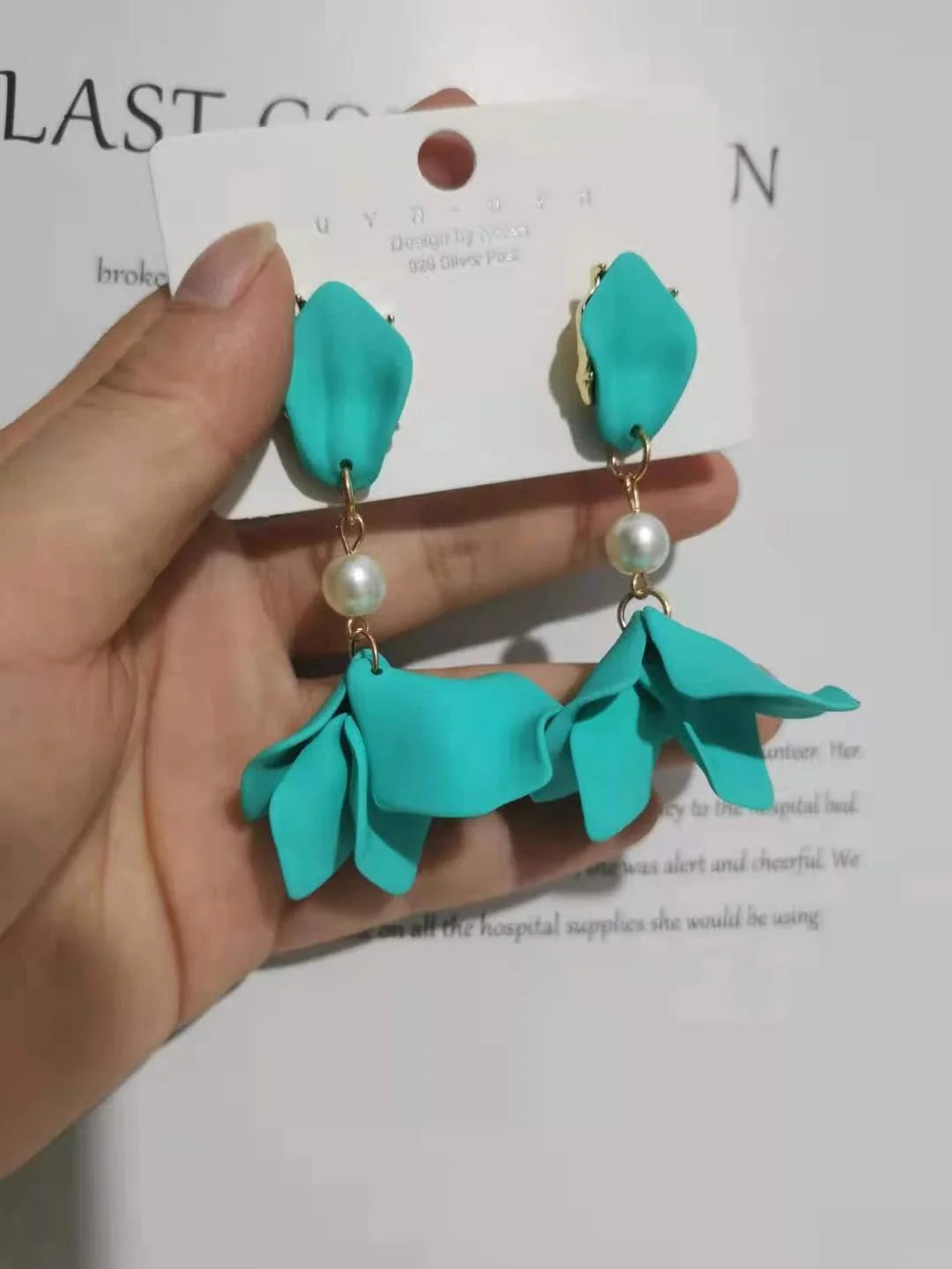 Shein- Acrylic Trendy Plant Women Dangle Earring Women Big Red Rose Petals Ginkgo Leaf Earrings Fashion