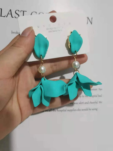 Shein- Acrylic Trendy Plant Women Dangle Earring Women Big Red Rose Petals Ginkgo Leaf Earrings Fashion