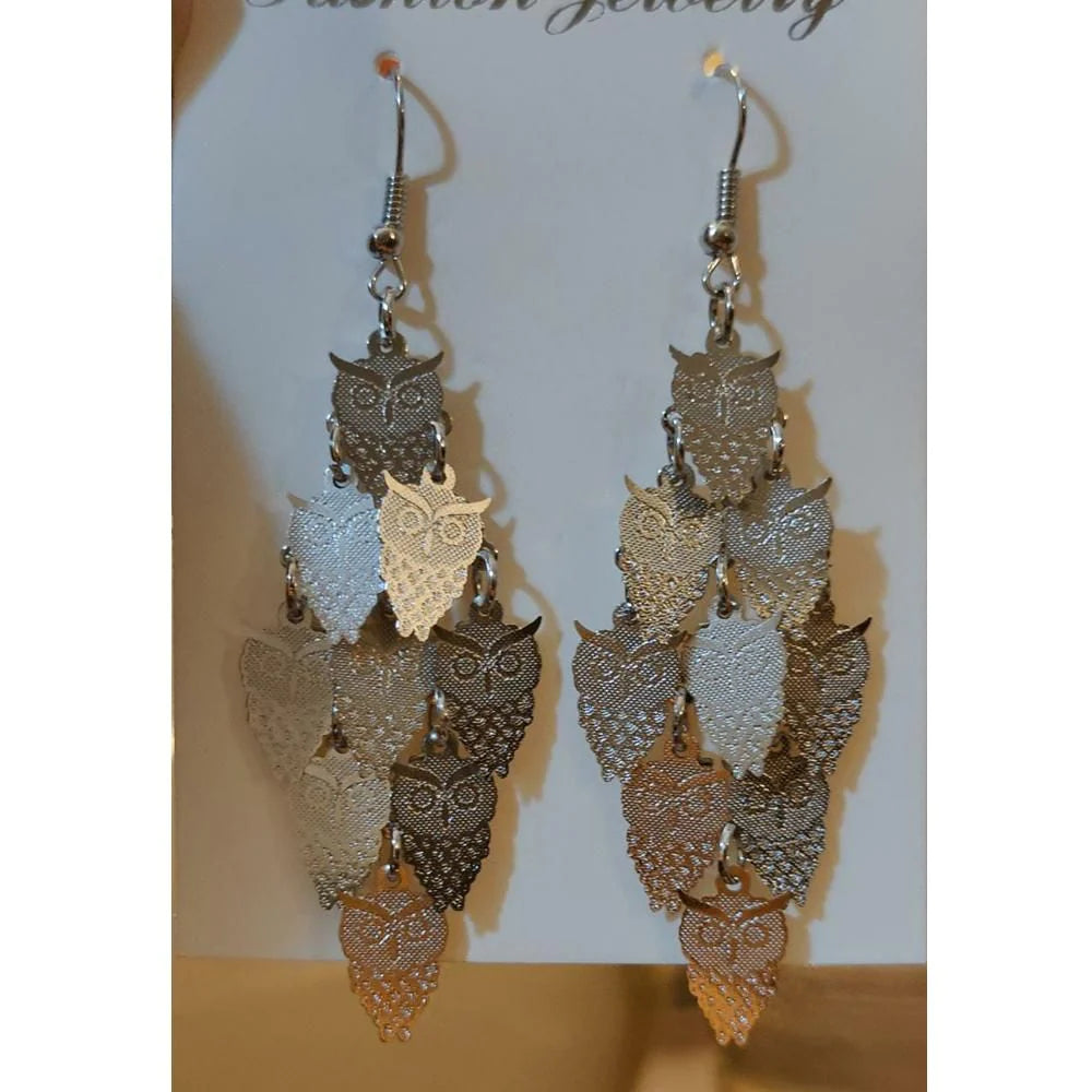 Ayzel- Owl Style EarRings - Silver