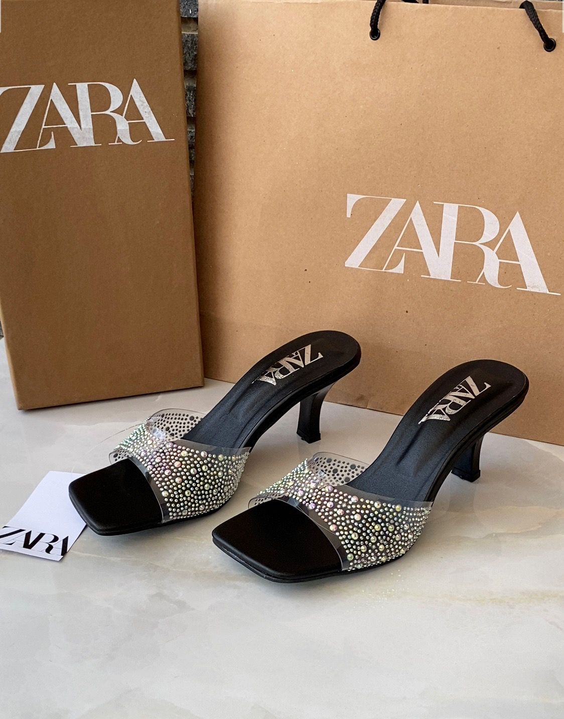 Zara Net Pearl Design Heel