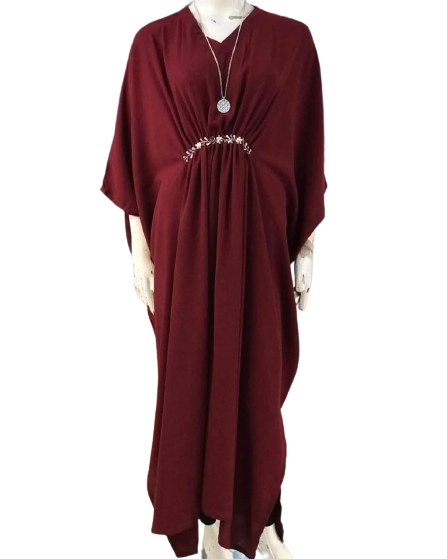 Plain Kaftan Dress Maroon