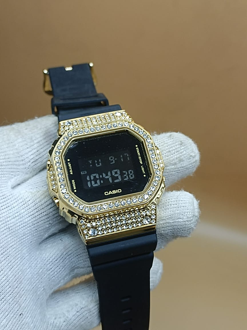 CASIO SHOCK DIGITAL DIAMOND WATCH Black Golden