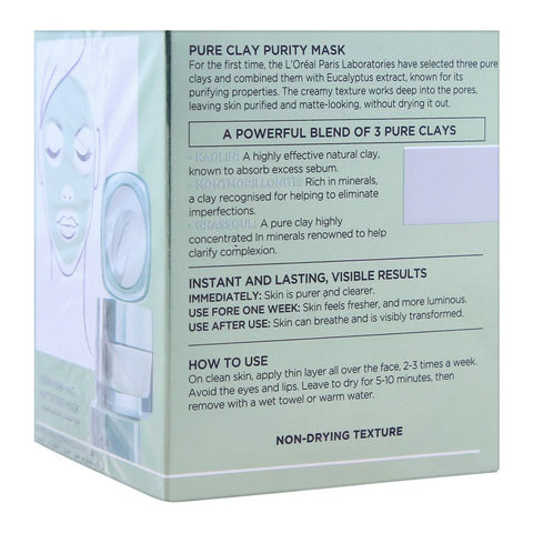 L'Oreal Paris Pure Clay Mask, Purifies & Mattifies, 50ml