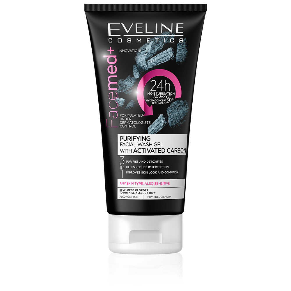 Eveline Purifying Charcoal Face Wash Gel With Activated Carbon 150ml