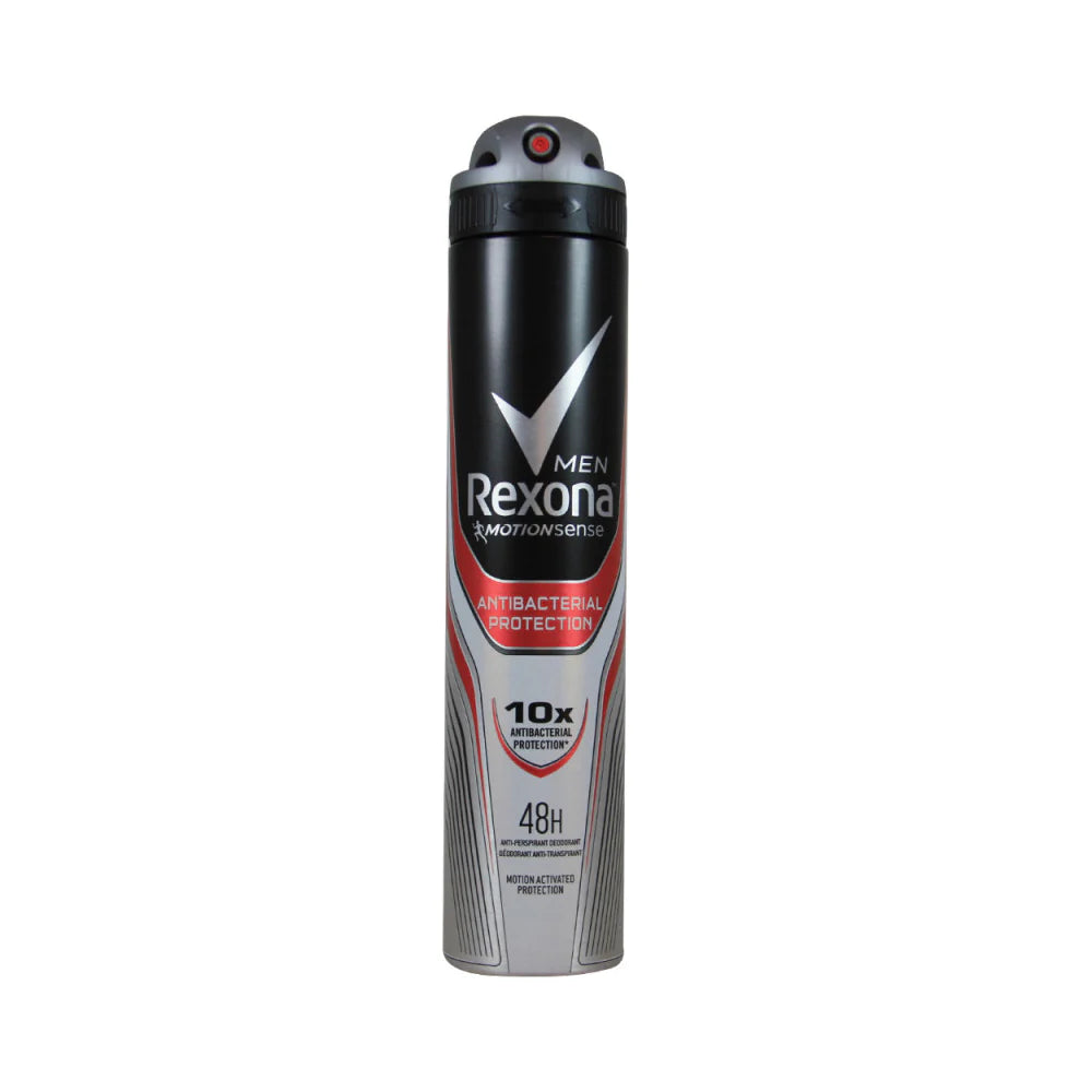 REXONA DEODORANT SPRAY FOR MEN ANTI BACTERIAL PROTECTION 200ML (ARGENTINA)