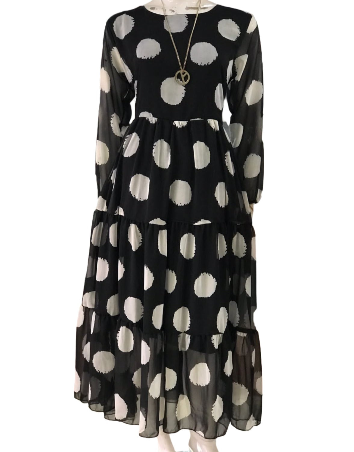 Chiffon Big Dots Print Dress