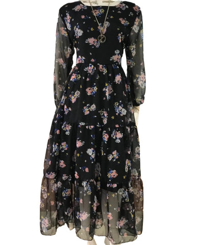 Chiffon Flower Floral Print Dress