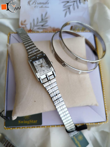 SWINGSTAR LADIES WATCH  STAINLESS STEEL CHAIN WATCH  WITH 2 BENGAL