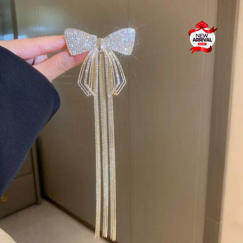 Beautiful Gold & Silver Bow style Hair Clip with hanging tassels