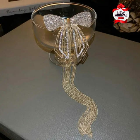 Beautiful Gold & Silver Bow style Hair Clip with hanging tassels