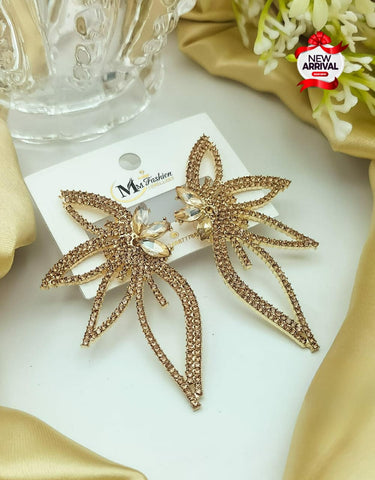 Leaf Style Crystal Rhinestone big studs