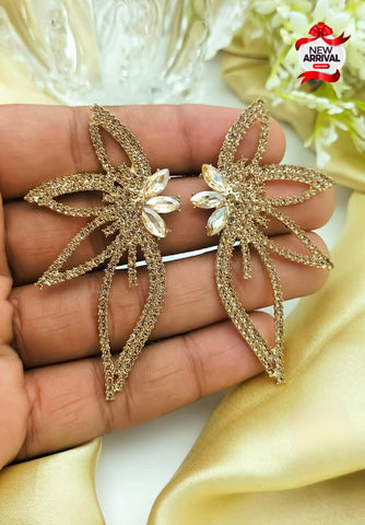 Leaf Style Crystal Rhinestone big studs