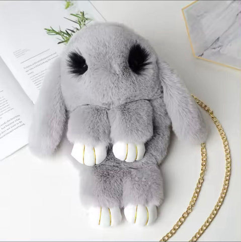 New Rabbit Fur Bag With Long Chain
