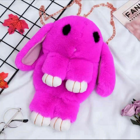 New Rabbit Fur Bag With Long Chain