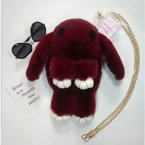 New Rabbit Fur Bag With Long Chain