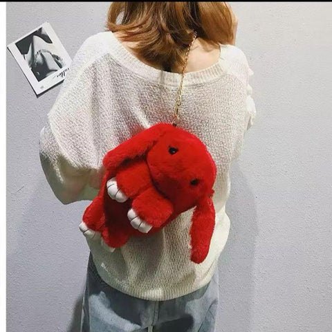 New Rabbit Fur Bag With Long Chain