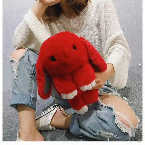 New Rabbit Fur Bag With Long Chain