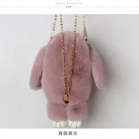 New Rabbit Fur Bag With Long Chain