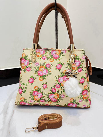 High Quality Floral Bag. Designed with a long belt and 3 portion style