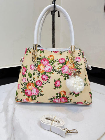 High Quality Floral Bag. Designed with a long belt and 3 portion style