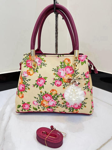 High Quality Floral Bag. Designed with a long belt and 3 portion style