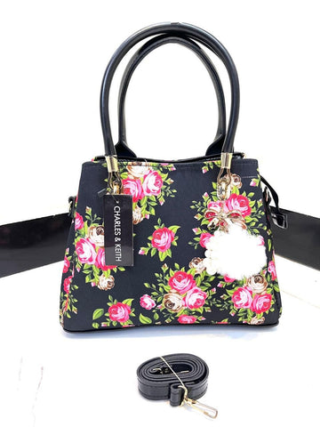 High Quality Floral Bag. Designed with a long belt and 3 portion style