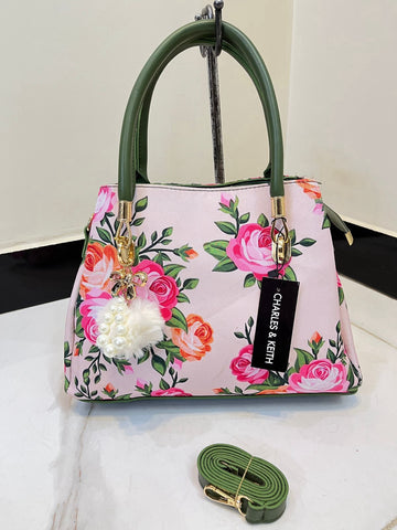 High Quality Floral Bag. Designed with a long belt and 3 portion style