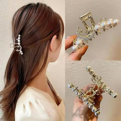 Beautiful Pearl Moon shape Hair twist Clip