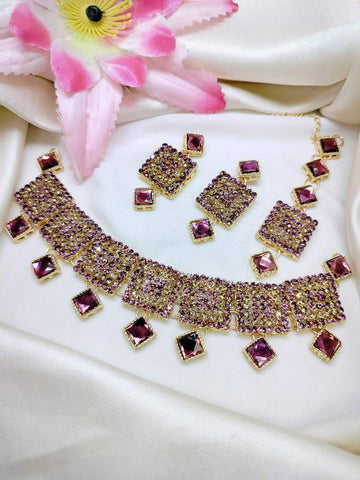 New Delicat Beautiful Fancy Kundan Party Wear Chokar 3pcs Gold & Silver Set