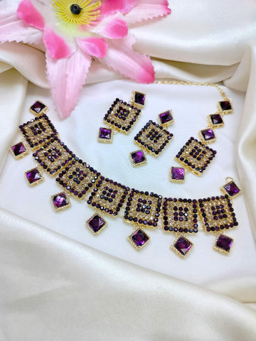 New Delicat Beautiful Fancy Kundan Party Wear Chokar 3pcs Gold & Silver Set