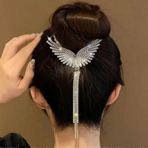 Shiny White Pearl Wings Style Hair Clip