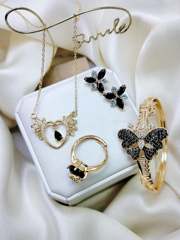 Super Fancy black Zircon Combo 4 pcs