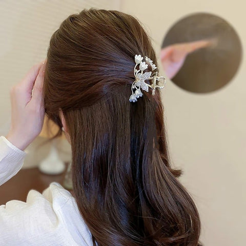 Fashion Beautiful white Gold Butterfly Hair Clip